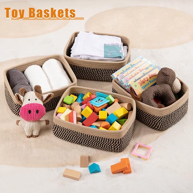 OIAHOMY 4 Pack Storage Baskets for Organizing, Small Bins for Shelves, Cute - Image 4