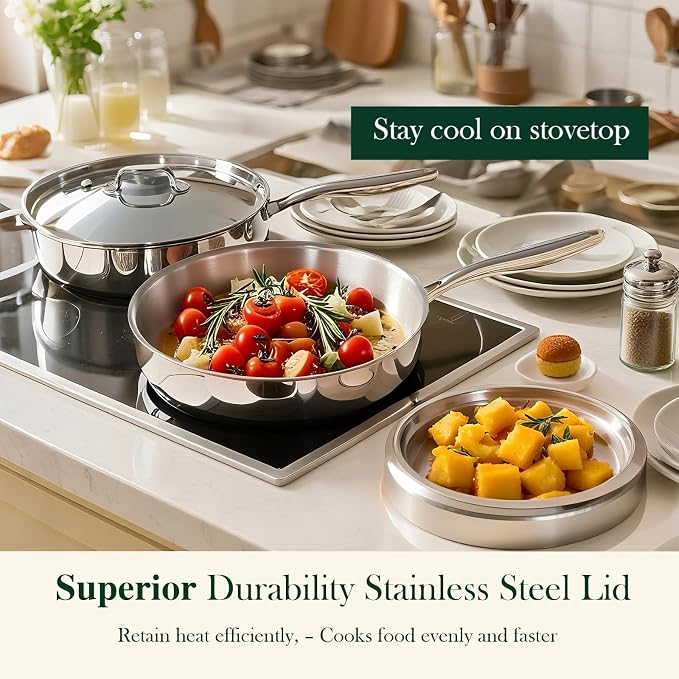 12 Inch Tri-Ply Stainless Steel Frying Pan, Frying Pan - Image 6