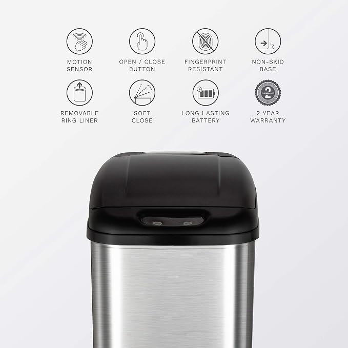 NINESTARS DZT-50-6 The Original Automatic Motion Sensor Trash Can, 13.2 Gal. / - Image 4