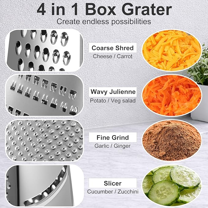 Ourokhome Cheese Grater, Handheld Box Grater - Image 3