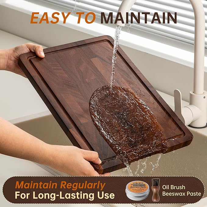 THETCHRY Walnut Wood Cutting Board Set, End Grain Cutting Boards - Image 6
