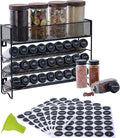 Spice Rack Organizer with 27 Spice Jars with Black Lids, Spice Labels, by Fiwence