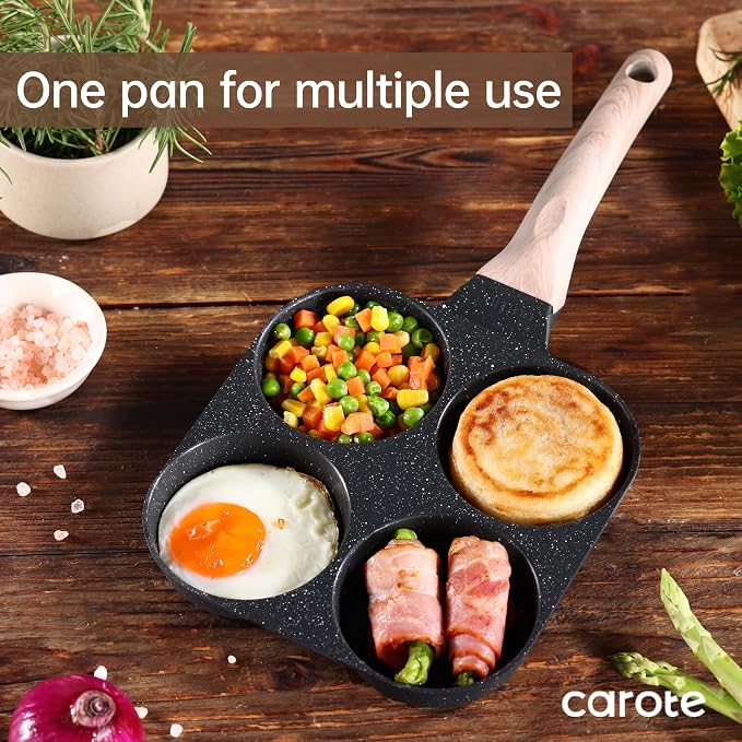 CAROTE Egg Pan Omelette Pan, 4-Cup Nonstick Granite Omelette Skillet - Image 6