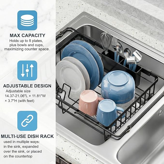 Expandable in Sink Dish Drying Rack - Image 3