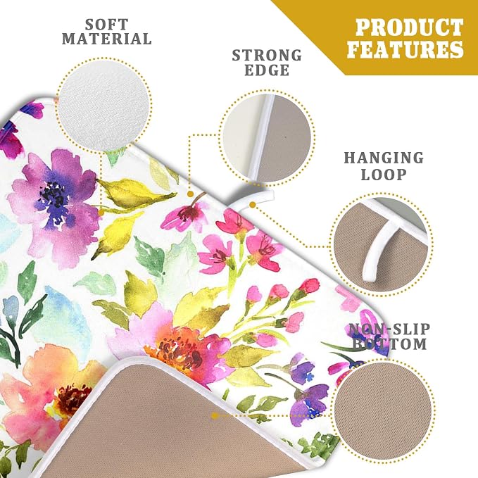 Spring Floral Dish Drying Mat for Kitchen Counter Flower Microfiber Absorbent - Image 4
