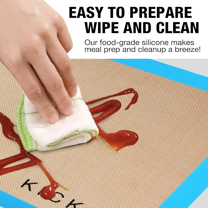 Silicone Baking Mat Set of 3 Non-Stick Baking Sheet - Image 3