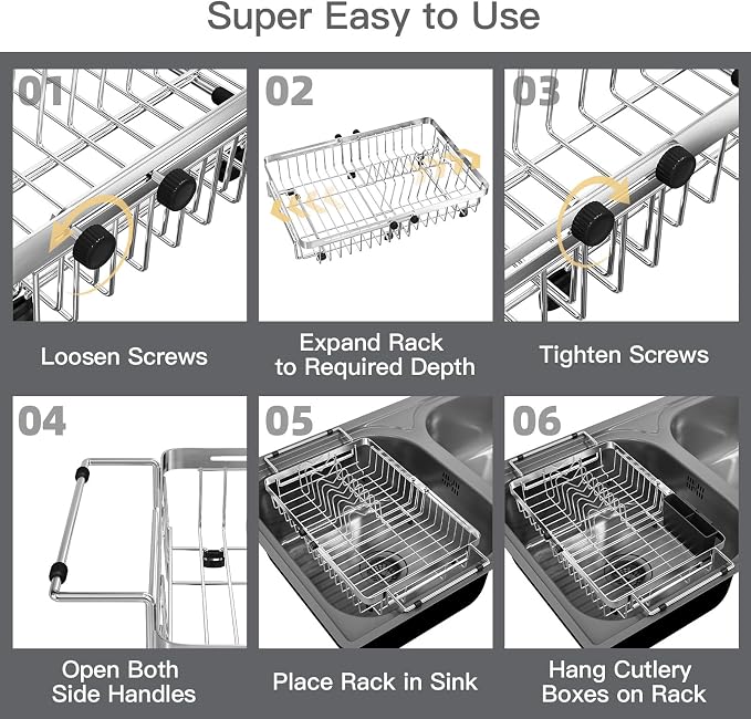 MAJALiS Dish Drying Rack Over The Sink, Expandable Stainless Steel Dish Drainer - Image 10
