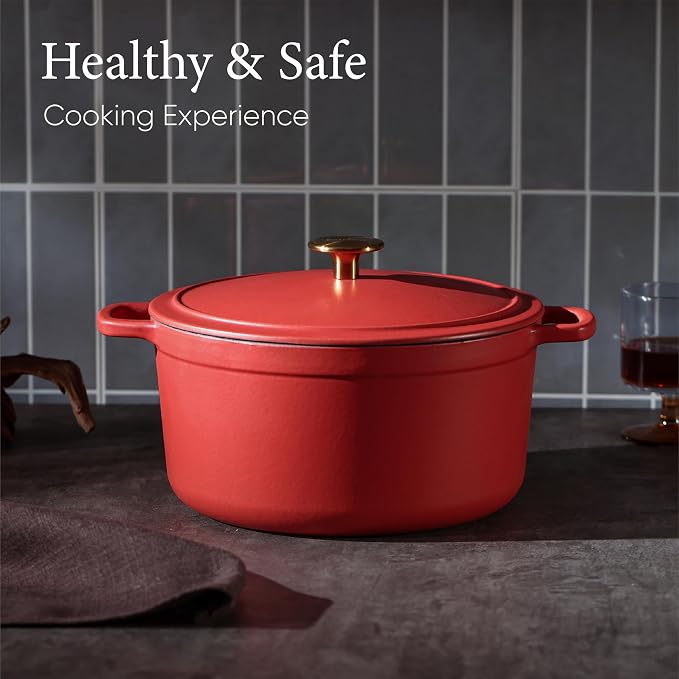 CAROTE 5QT Enameled Cast Iron Dutch Oven Pot - Image 4