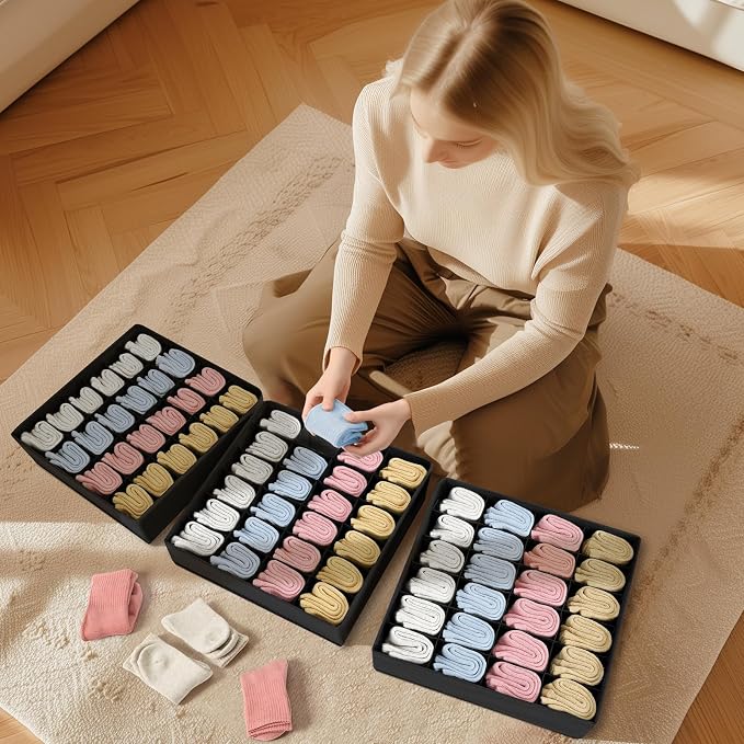 Joyoldelf Sock Drawer Organizer Divider Underwear Organizer 24-cell Fabric - Image 4