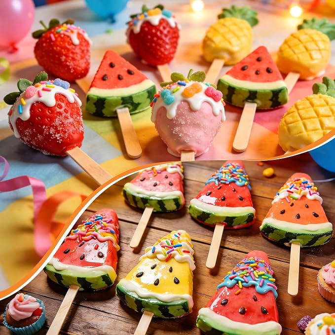Juome Cake Pop Mold Kit, 6 Cavities Fruit Shape Cakesicle Molds Silicone - Image 3