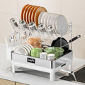 2 Tier Dish Drying Rack, Thicker Premium 304 Stainless Steel Dish Racks by CosyPic