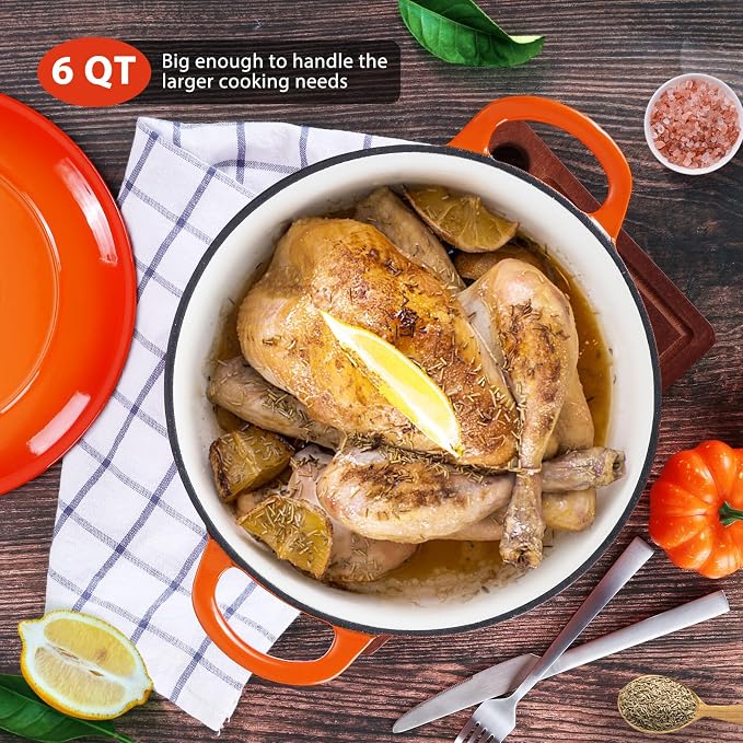 E-far 6 Quart Dutch Oven, Enameled Cast Iron Dutch Oven Pot - Image 6