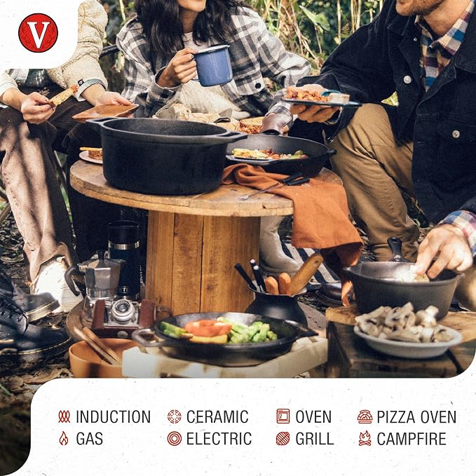 Victoria 6-Quart Cast Iron Oval Dutch Oven, Combination Combo Cooker Pot and - Image 3