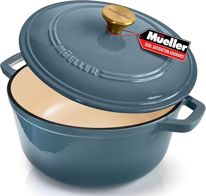 Cast Iron Pot Dutch Oven, Heavy-Duty, Oven-Safe up to 500° F & Across All by MUELLERHOME