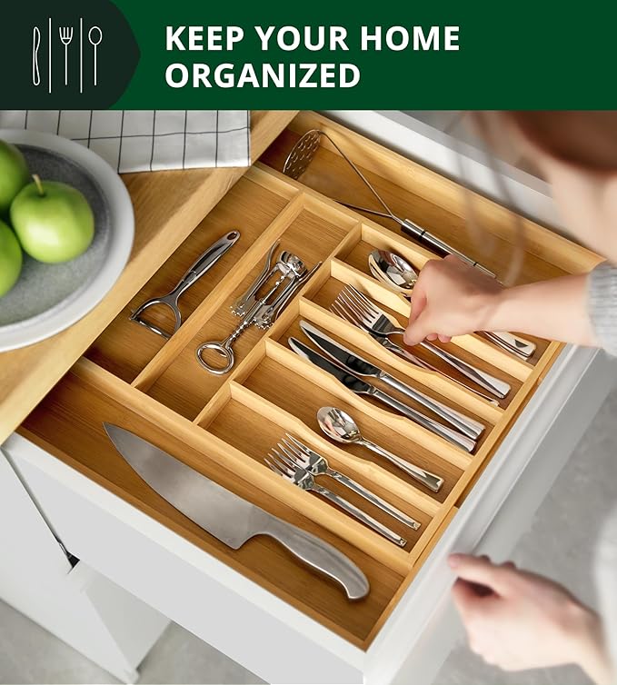 ROYAL CRAFT WOOD Luxury Bamboo Kitchen Drawer Organizer - Image 6