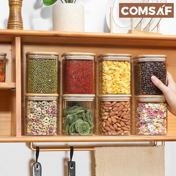 ComSaf 0.8 Qt Glass Food Storage Jars Set of 6, Pantry Organization Jar - Image 9