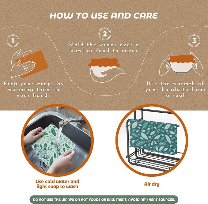 Akeeko Reusable Beeswax Food Wraps - Image 6