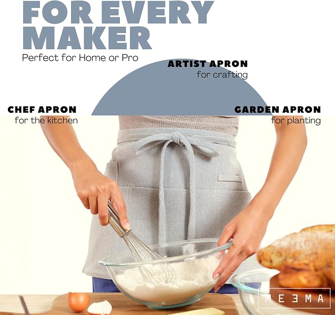 MEEMA Chef Waist Apron Cotton Fabric |Washable & Breathable Waitress & Server - Image 3