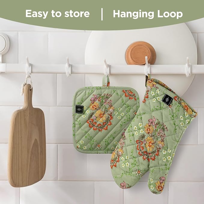 BONTHEE Oven Gloves Heat Resistant Potholder Set Oven Gloves - Image 4