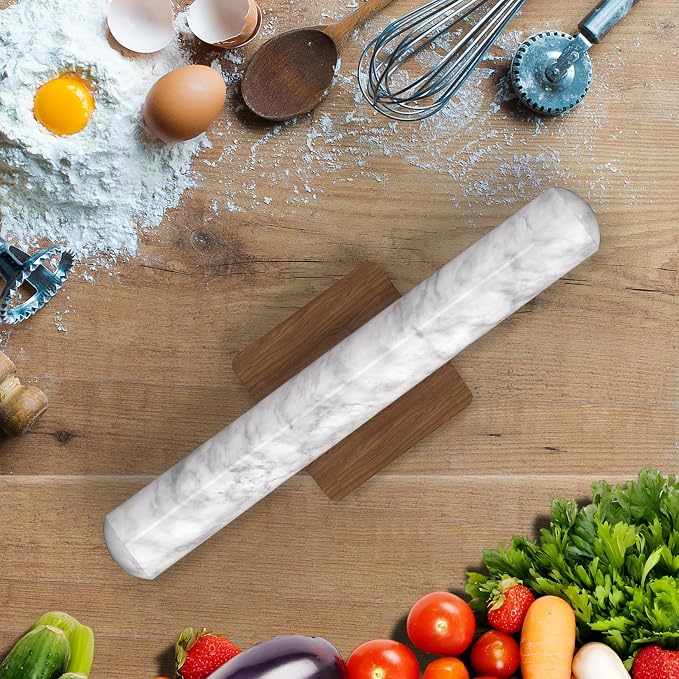 Marble Rolling Pin with Wooden Stand, FiiMan 12 Inch Heavy Rolling Pin - Image 7