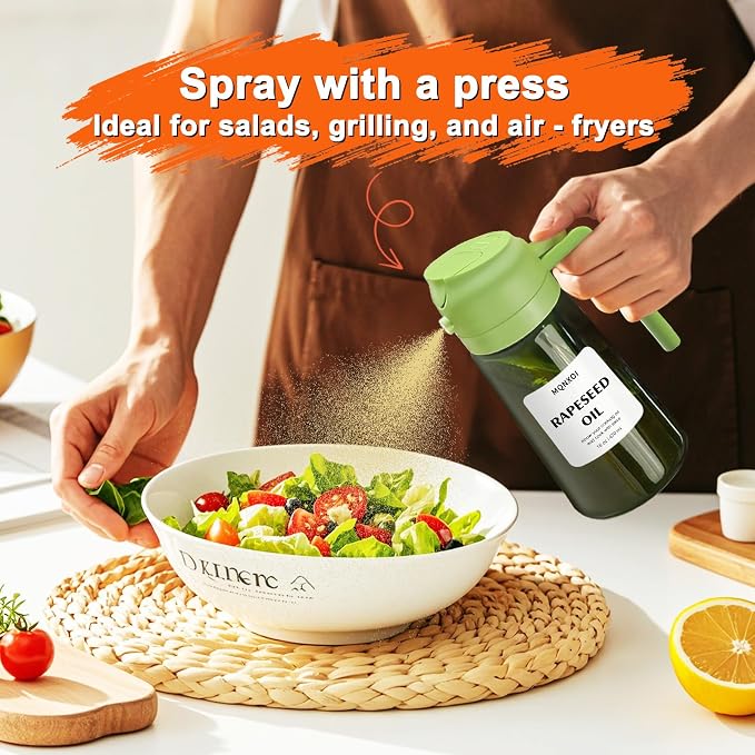 mqnxoi Oil Sprayer for Cooking, 2 in 1 Olive Oil Dispenser Bottle for Kitchen - Image 6