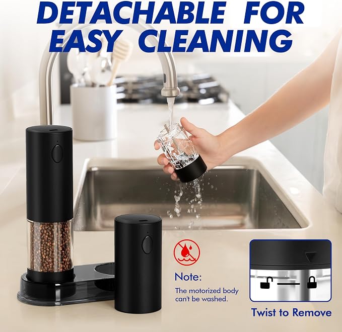 Electric Salt and Pepper Grinder Set, USB Rechargeable Automatic Pepper Mills - Image 7
