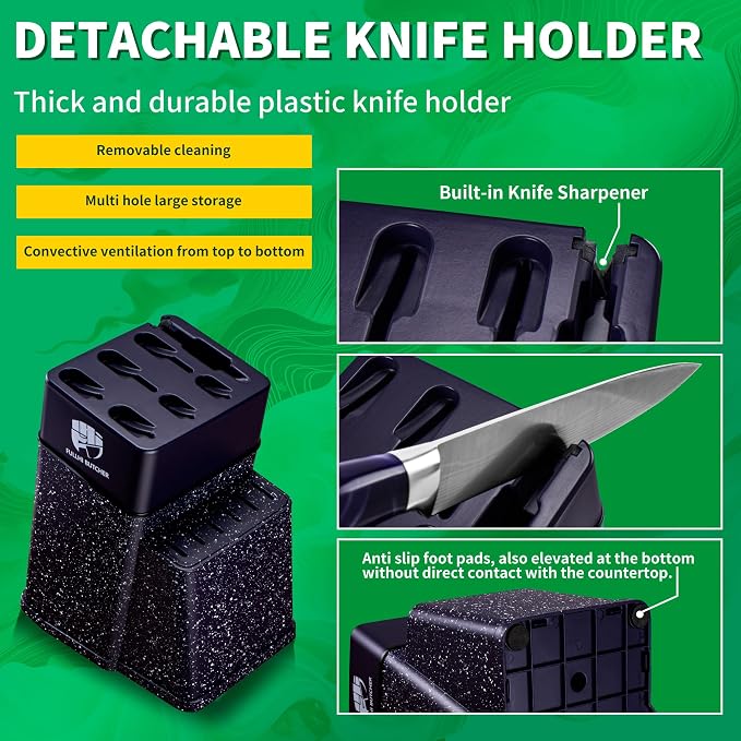 FULLHI 14pcs Block Knife Set, Chef's Knife Steak Knives Set - Image 5