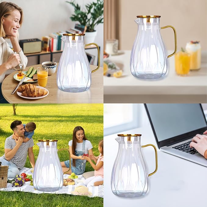 68 oz Glass Pitcher with Lid Water Pitcher with Handle and Spout Heat Resistant - Image 7