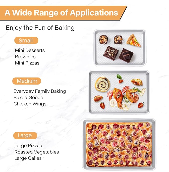 3-Piece Non-Stick Baking Sheet Set | PFOA/PFOS/PTFE-Free, 0.8mm Heavy-Duty Steel - Image 2