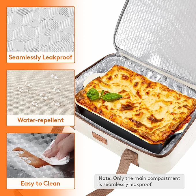 Lifewit Insulated Double Decker Casserole Carrier, Expandable Lasagna Lugger - Image 5