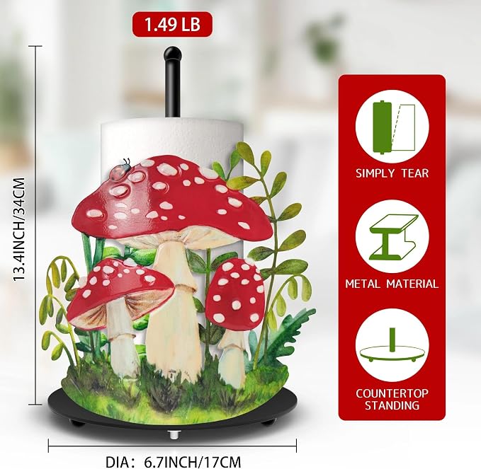 Hexagram Mushroom Paper Towel Holder, Mushroom Kitchen Bar Decor, Cottage Core - Image 2