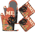 Black Cat Ramen Oven Mitts and Pot Holders Abstract Funny Silicone Kitchen by BIGXIUKA