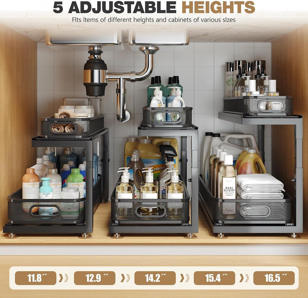 2-Pack 21.3 IN Depth Under Sink Organizer With Next-Gen Ball-Bearing