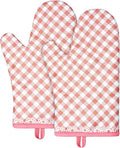 AUAUY Pink Oven Mitts, Kitchen Mittens, 392F Heat Resistant Non-Slip Gloves by AUAUY