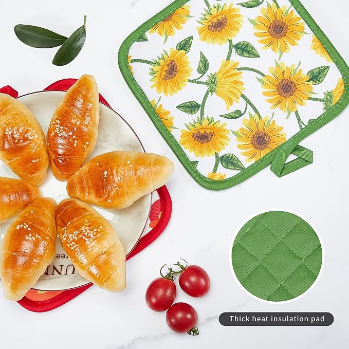 Oven Mitts and Potholders Dish Towles Set 100% Cotton - Image 7