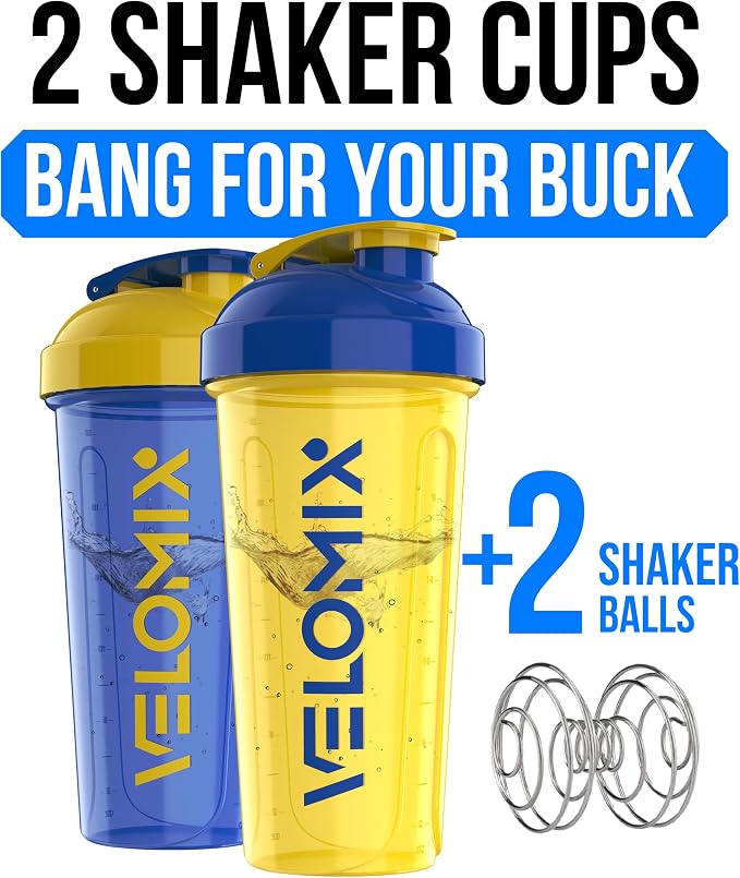 VELOMIX -2 Pack- 28 oz Protein Shaker Bottles - Image 2