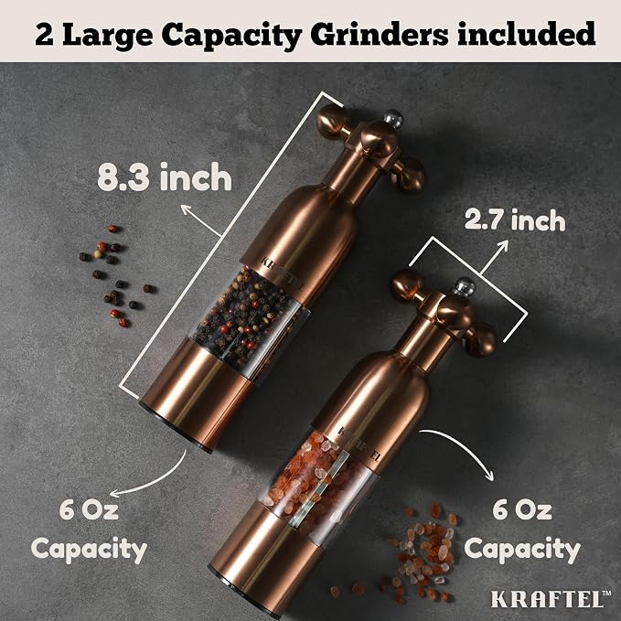 Premium 8" Salt and Pepper Grinder 2PK. Large Peppermill - Image 2