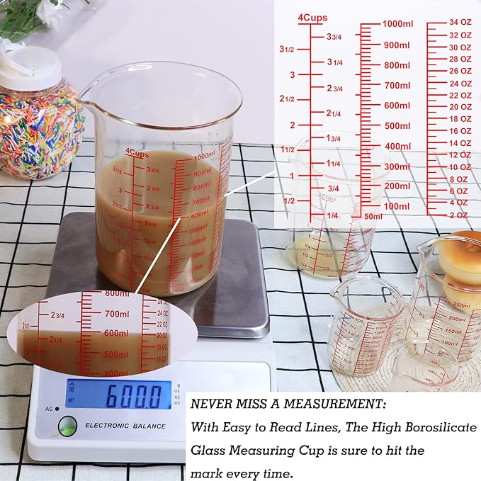 High Borosilicate Glass Measuring Cup-V-Shaped Spout，Glass Measuring Beaker - Image 3