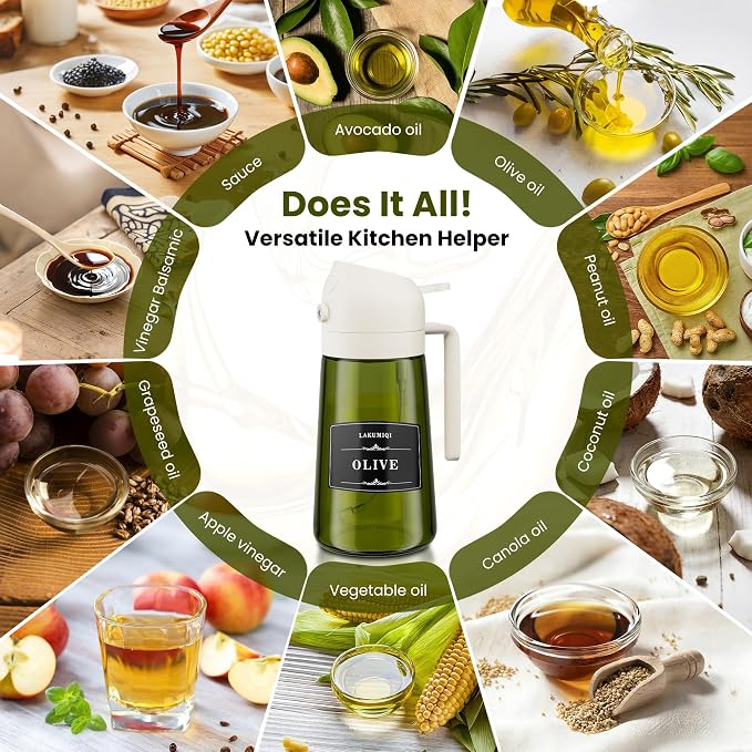 LAKUMIQI 2 in 1 Oil Sprayer for Cooking, 16oz Olive Oil Dispenser Bottle for - Image 7