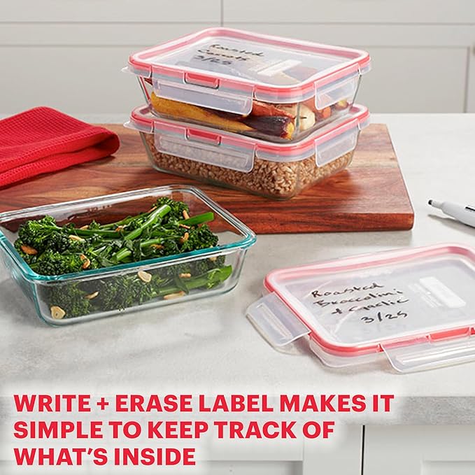 Pyrex Freshlock Mixed Sized Airtight Glass Food Storage Container Set, Non Toxic - Image 5