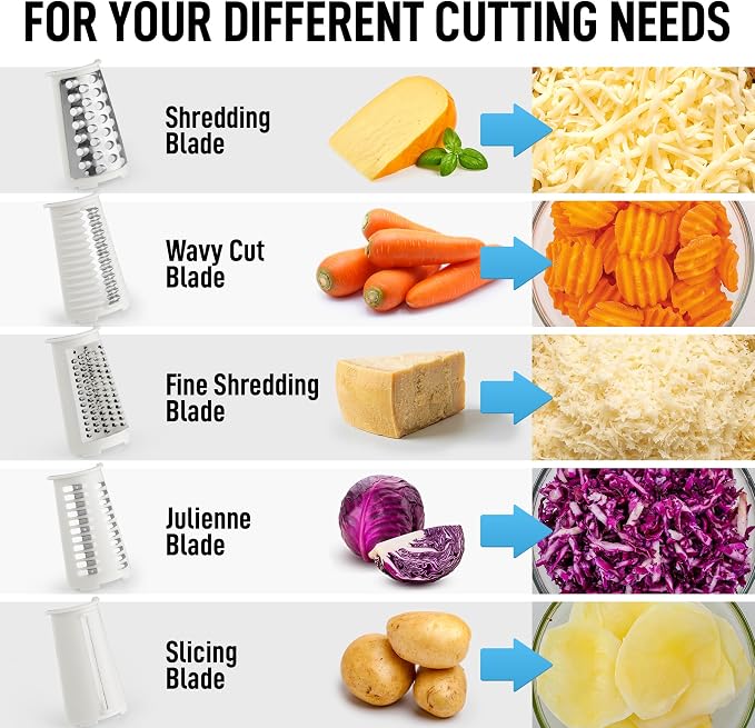 Zulay Kitchen Rotary Cheese Grater 5 Blade Cheese Shredder - Image 10