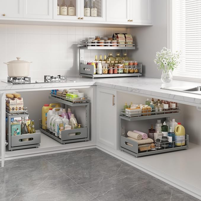 Under Sink Organizer Upgrade To Professional Rails, 2-Tier Dual Pull Out - Image 7