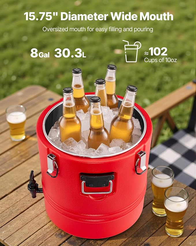 VEVOR Insulated Beverage Dispenser, 8 Gal/30.3L Thermal Hot and Cold Drink - Image 2