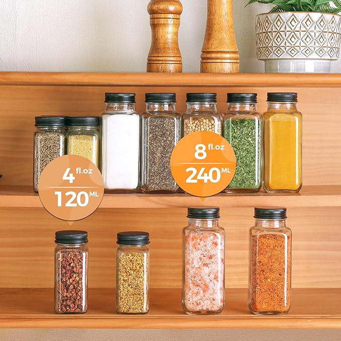 ComSaf Large Spice Jars, Empty Spice Containers and Square Spice Bottles - Image 6
