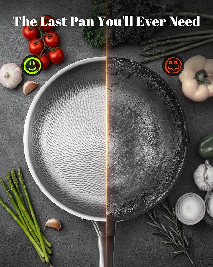 Titanium Pan, 12 Inch Pure Titanium Hammered Pro frying pan - Image 3