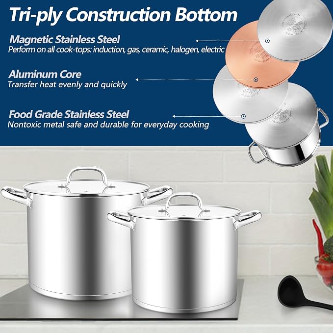 E-far 10 Quart Pot, Stainless Steel Stock Cooking Pot - Image 4