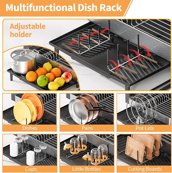 Urackify Dish Rack for Kitchen Counter, 304 Stainless Steel Dish Drying Rack - Image 8