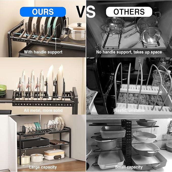 Mustorn Pots and Pans Organizer Under Cabinet, Expandable 2 Tier Under Sink - Image 5
