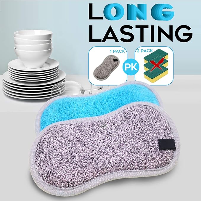 Dual Sided Multi-Purpose Sponges Kitchen, Non Scratch Dish Sponge - Image 3