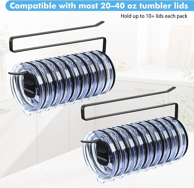 2 Pack Tumbler Lid Organizer, Under Cabinet Cup Lid Holder - Image 4
